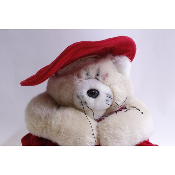 Fun Farm, Dakin, Cat, Plush, wearing Red Hat and Dress, 11", Soft Toy, Cute, - Picture 2 of 4